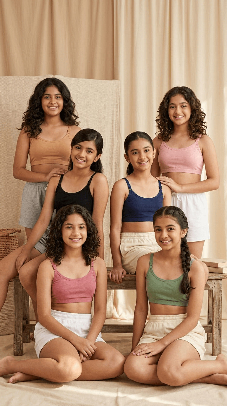 Beginner Bra Pack of 6 for Girls & Women | Soft Stretch Everyday Bras