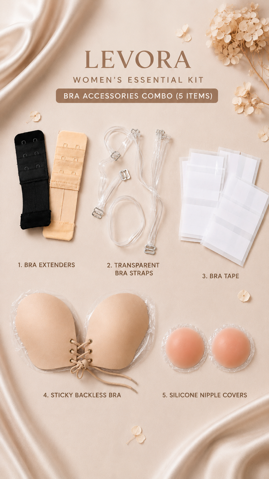 Levora Women’s Essential Kit – Bra Accessories Combo (5 Items) | ve1gib-3k.myshopify.com