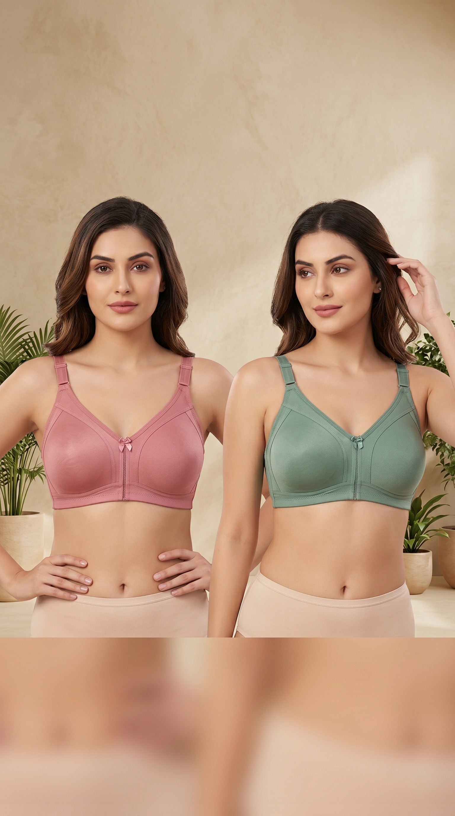 Full Coverage Premium  Wire-Free Bra Combo Pack of 2 – Sage Bloom & Berry Rush