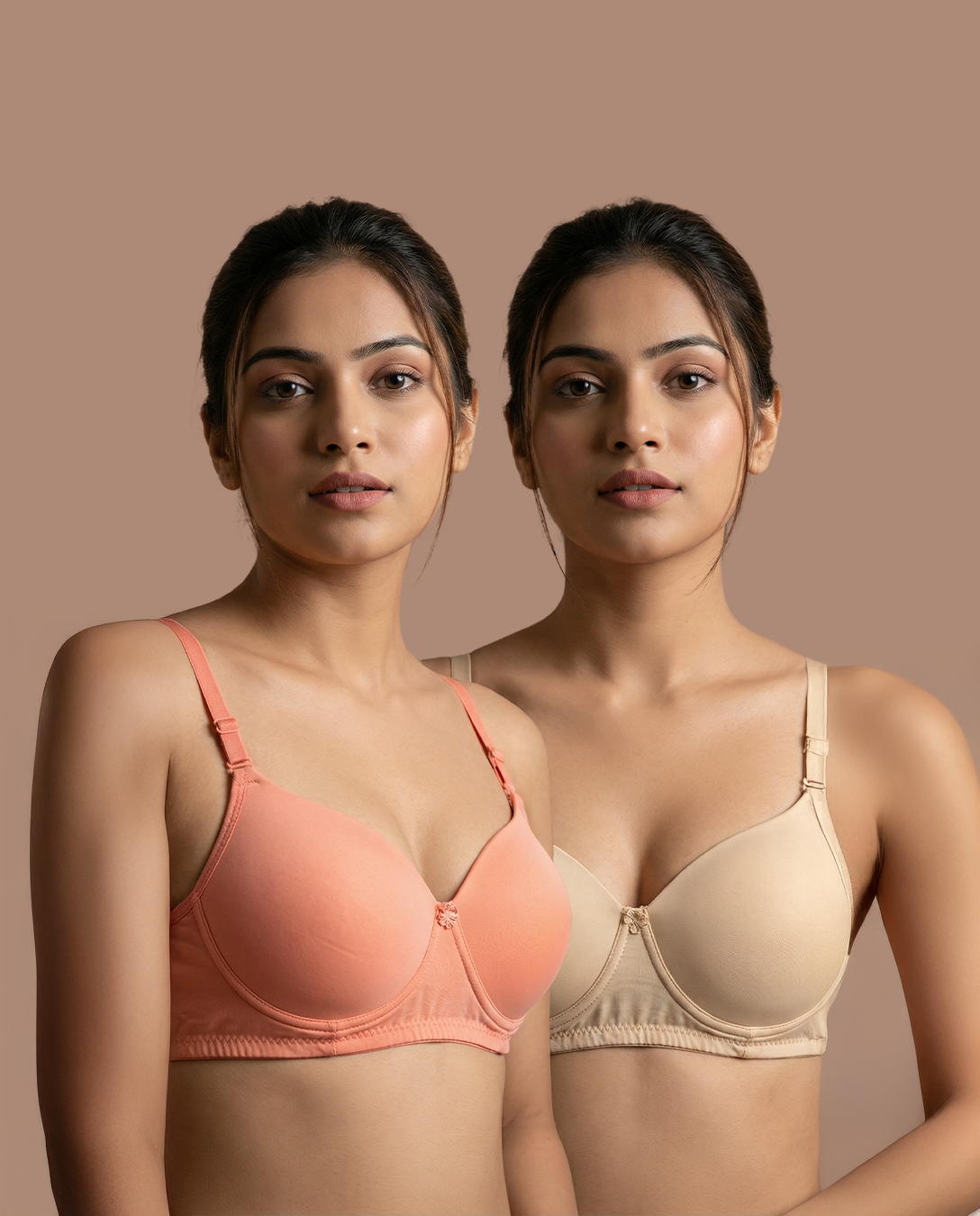 Stretch Lycra Padded Bra – Peach & sand Duo | Pack of 2 | ve1gib-3k.myshopify.com