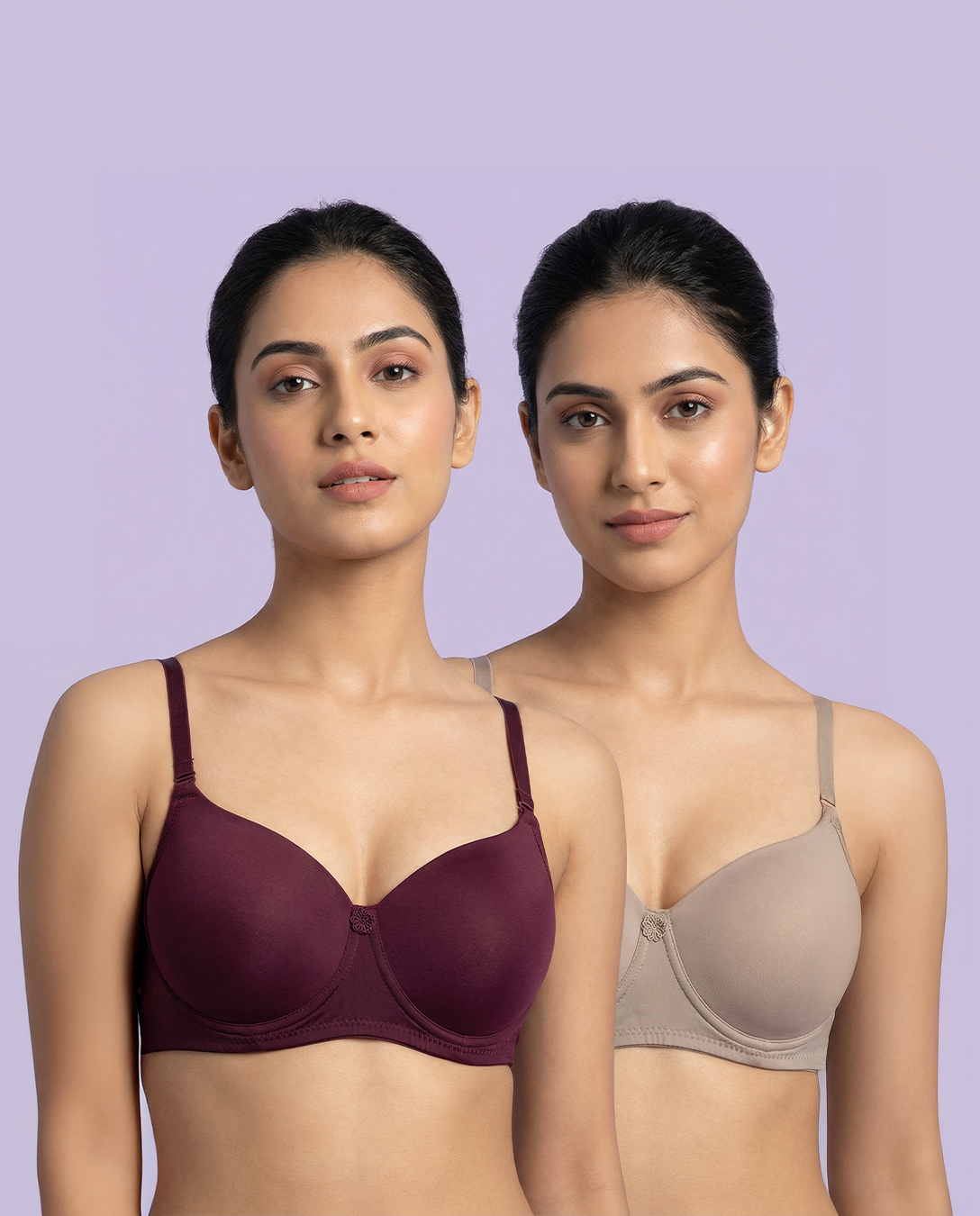 Stretch Lycra Padded Bra – Wine & Mocha Duo | Pack of 2 | ve1gib-3k.myshopify.com