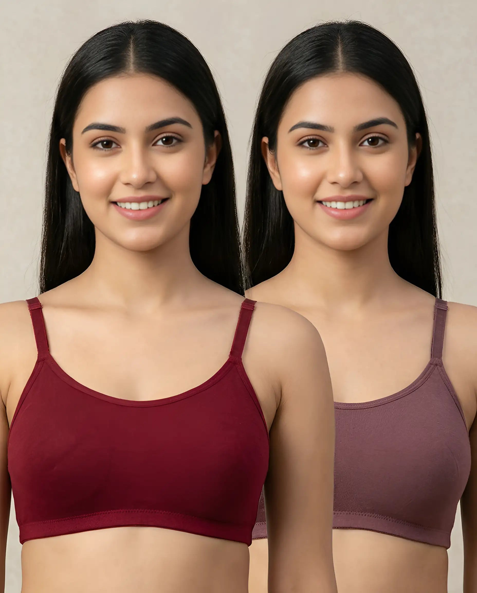 Underfold Cotton Bra – Bold Duo (Ruby + Cocoa) | Pack of 2 | ve1gib-3k.myshopify.com