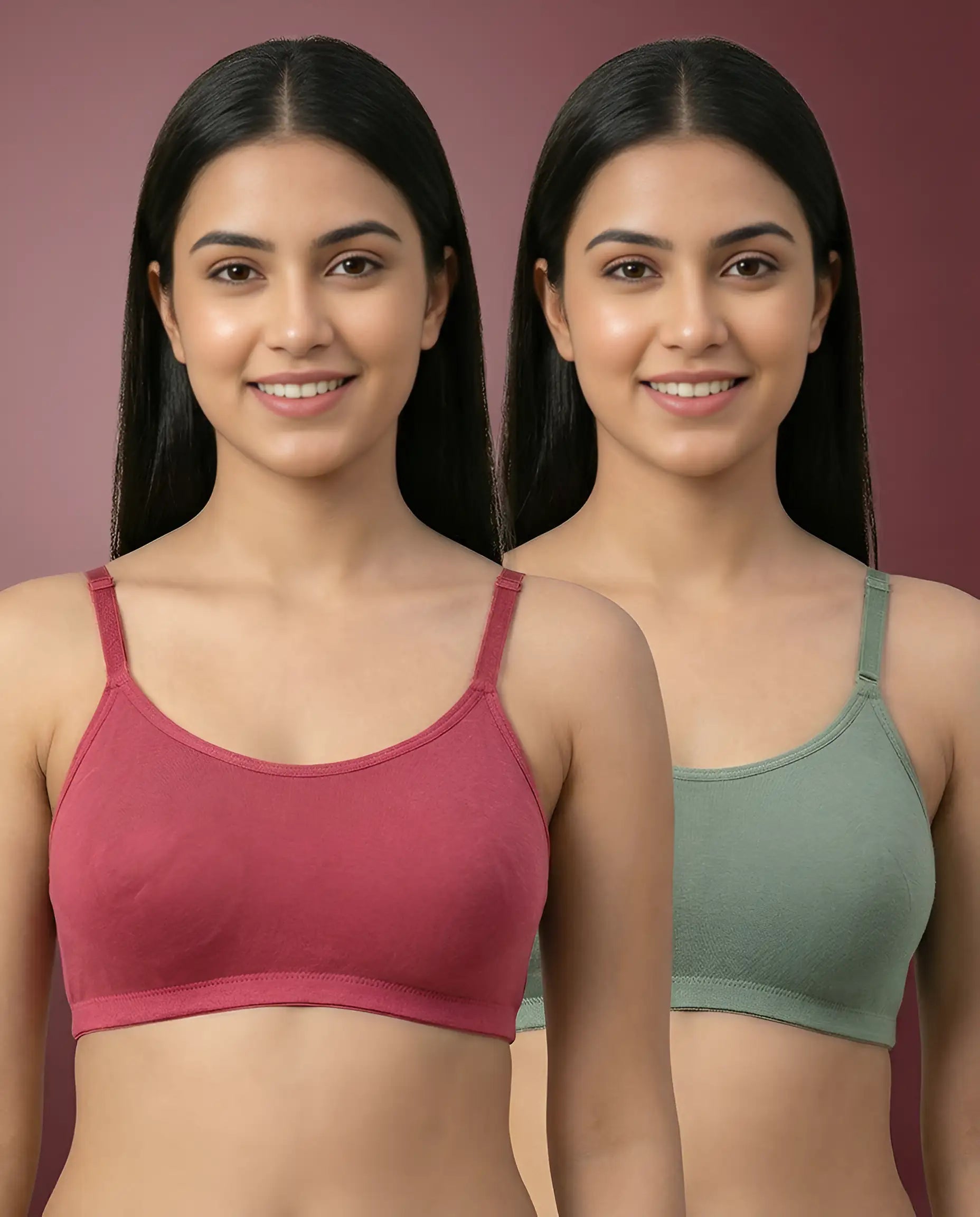 Underfold Cotton Bra – Soft Duo (Rose + Sage) | Pack of 2 | ve1gib-3k.myshopify.com
