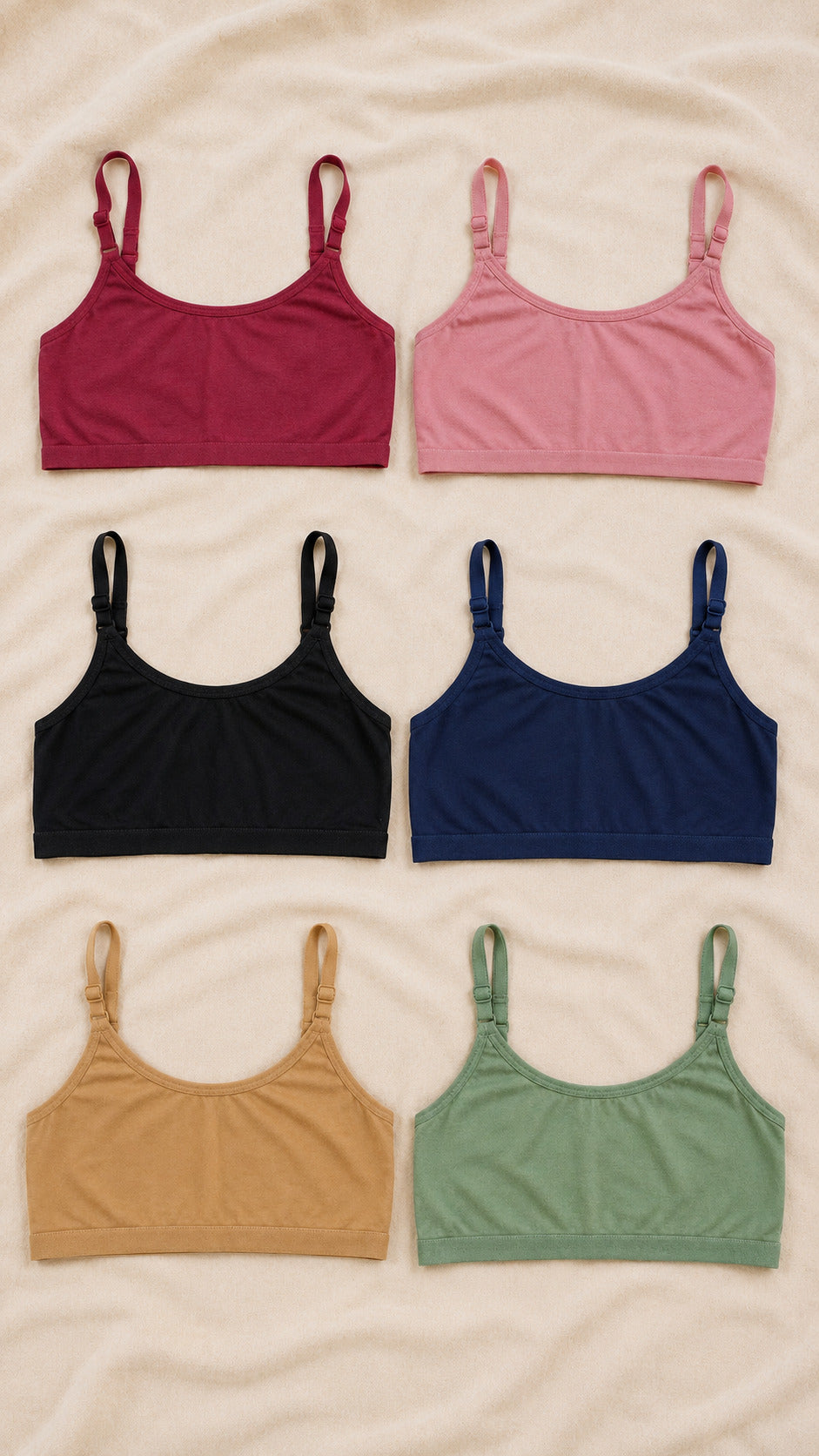 Beginner Bra Pack of 6 for Girls & Women | Soft Stretch Everyday Bras