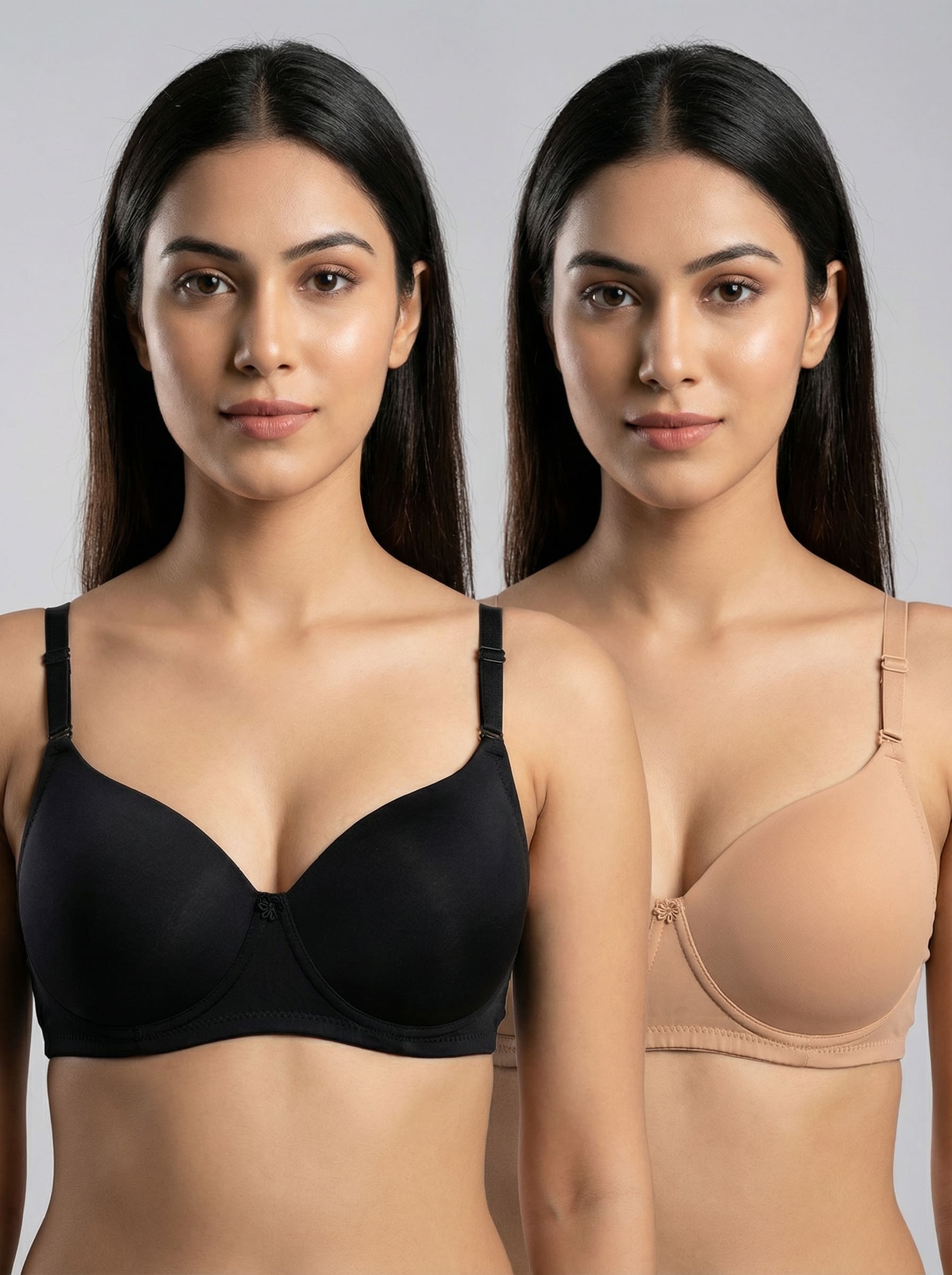 Stretch Lycra Padded Bra – Black & Honey Duo| Pack of 2