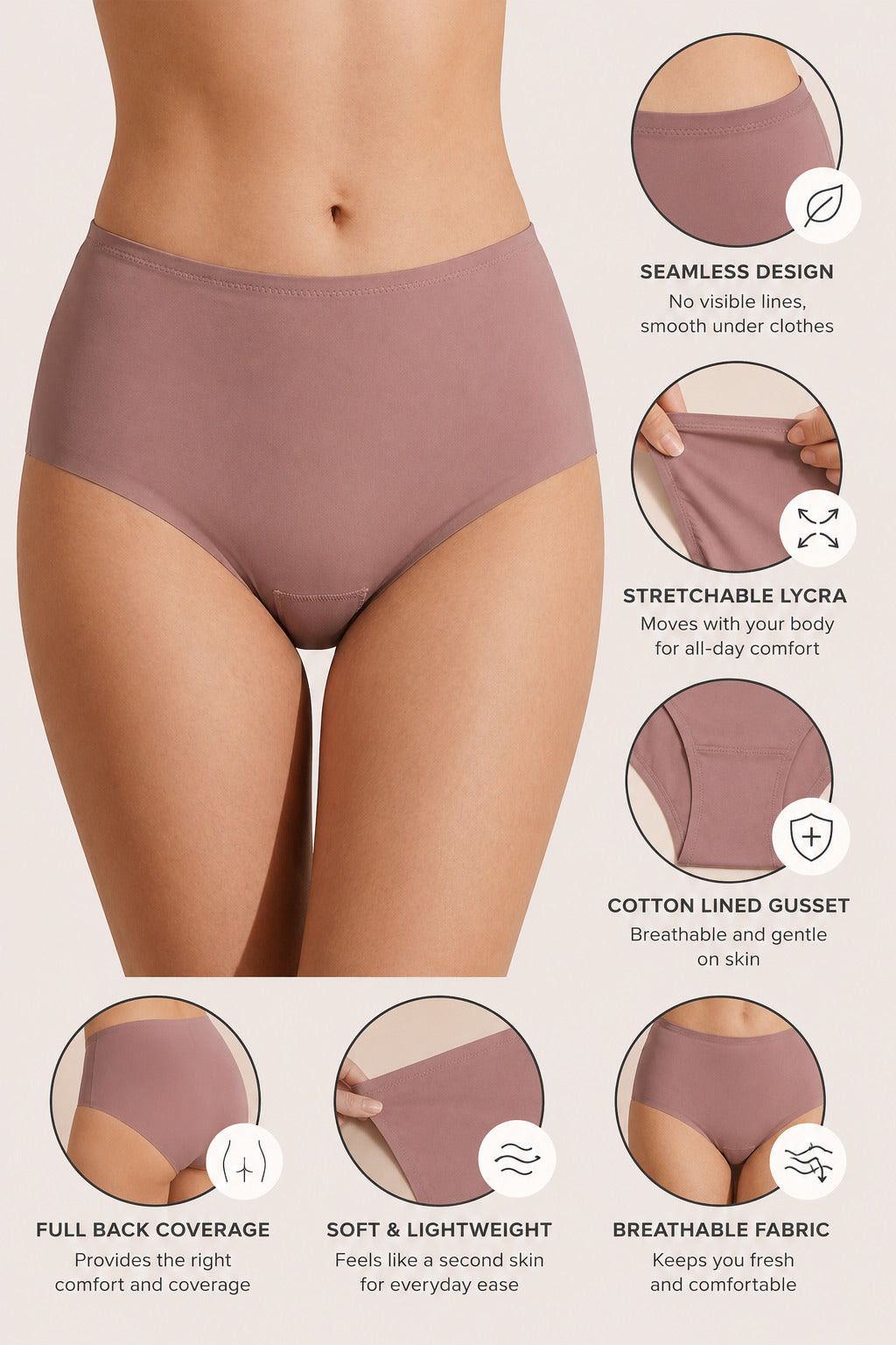 Seamless Lycra Panty Pack of 3 | Everyday Comfort Briefs